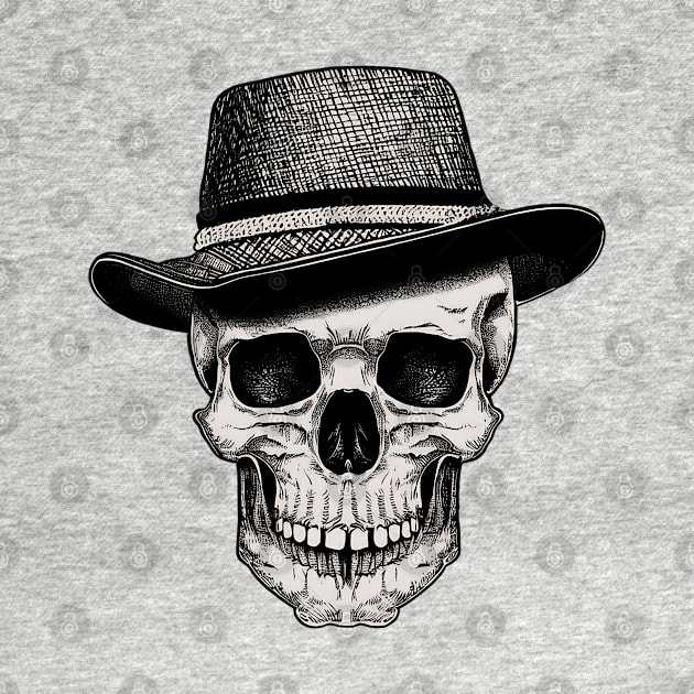 Skull wearing a fedora hat by Chief A1